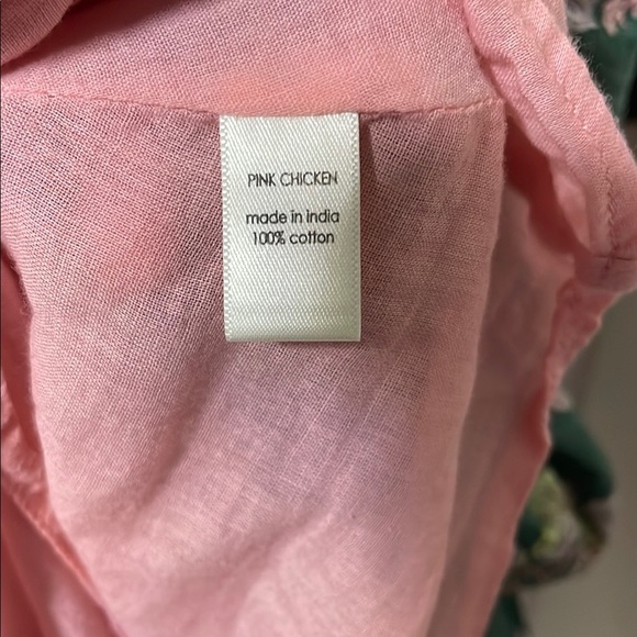 Pink Chicken Green and Gold V-Neck Mini Dress - Picture 9 of 11